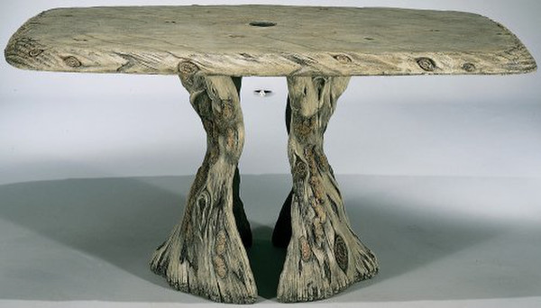 Woodland Table in Cast Stone Blends Nature Seating Cement statuary